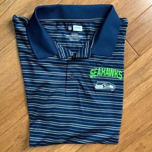 NEW SEAHAWKS NFL Navy/Gray Striped polo sz XL